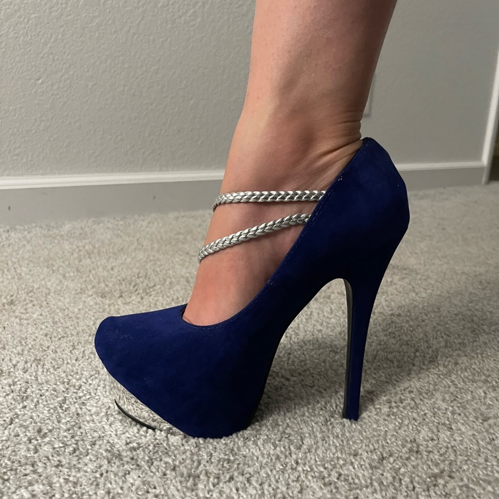 Blue and Silver Pumps